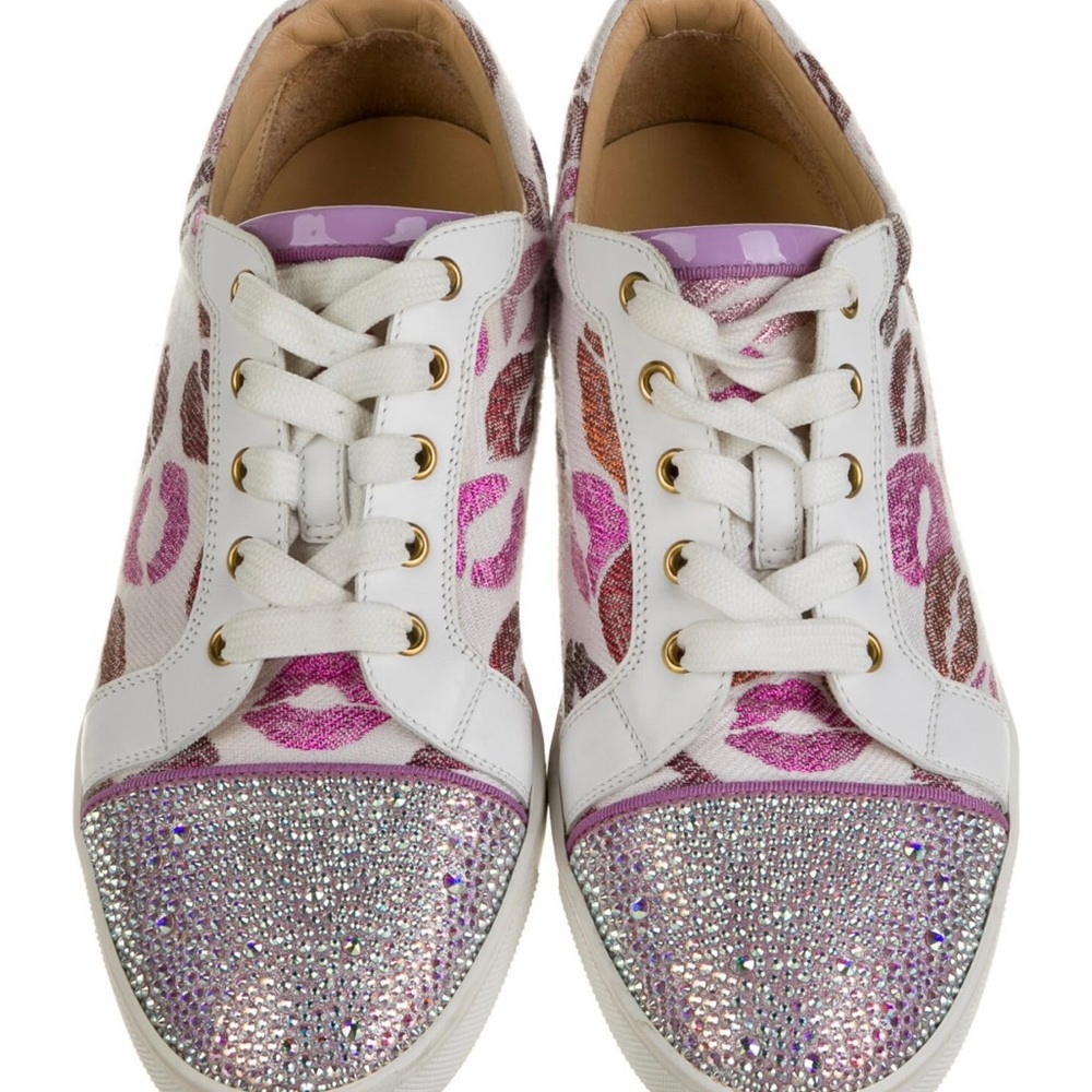 Christian Louboutin Gondola Low top sneaker, crystals, purple & white